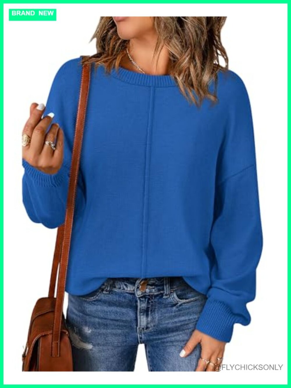 BTFBM Womens Crewneck Pullover Sweater Loose Knit Long Sleeve Casual Fall